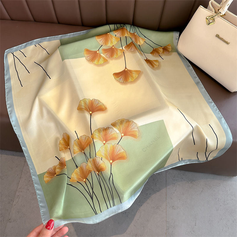 Womens Lightweight Spring Summer Silk Scarf Sun-protective Neck Gaiter And Hair Tie