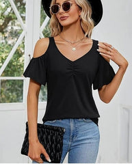 Women's Off-shoulder Printed Short-sleeve Loose Top
