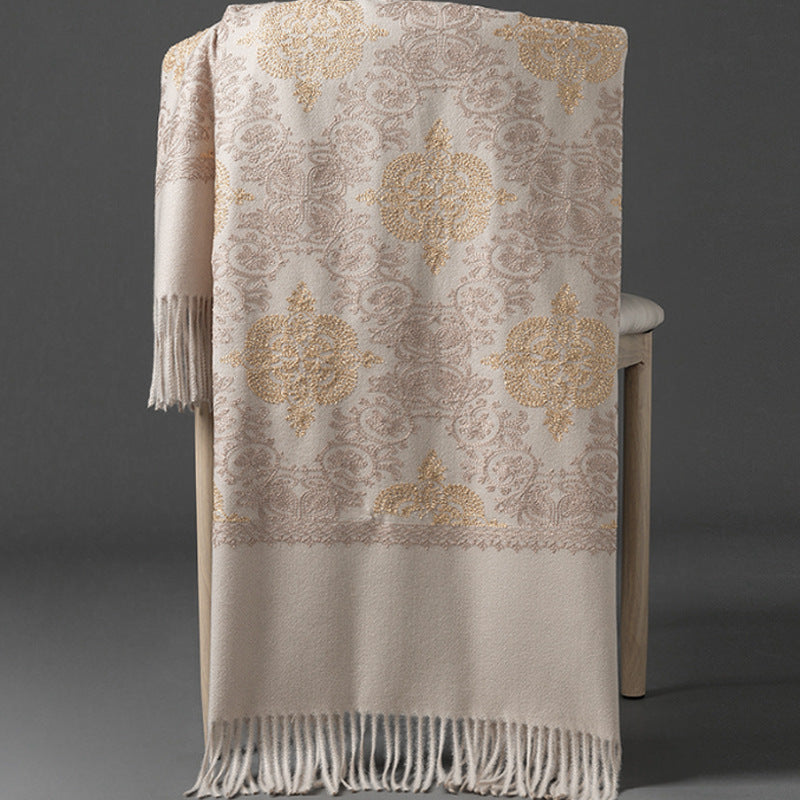 Crown-embroidered Scarf A Versatile Winter And Springfall Accessory In Korean Style