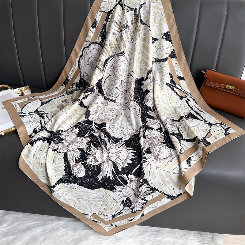 Womens Floral Color-Block Sun-Protective ShawlHijab