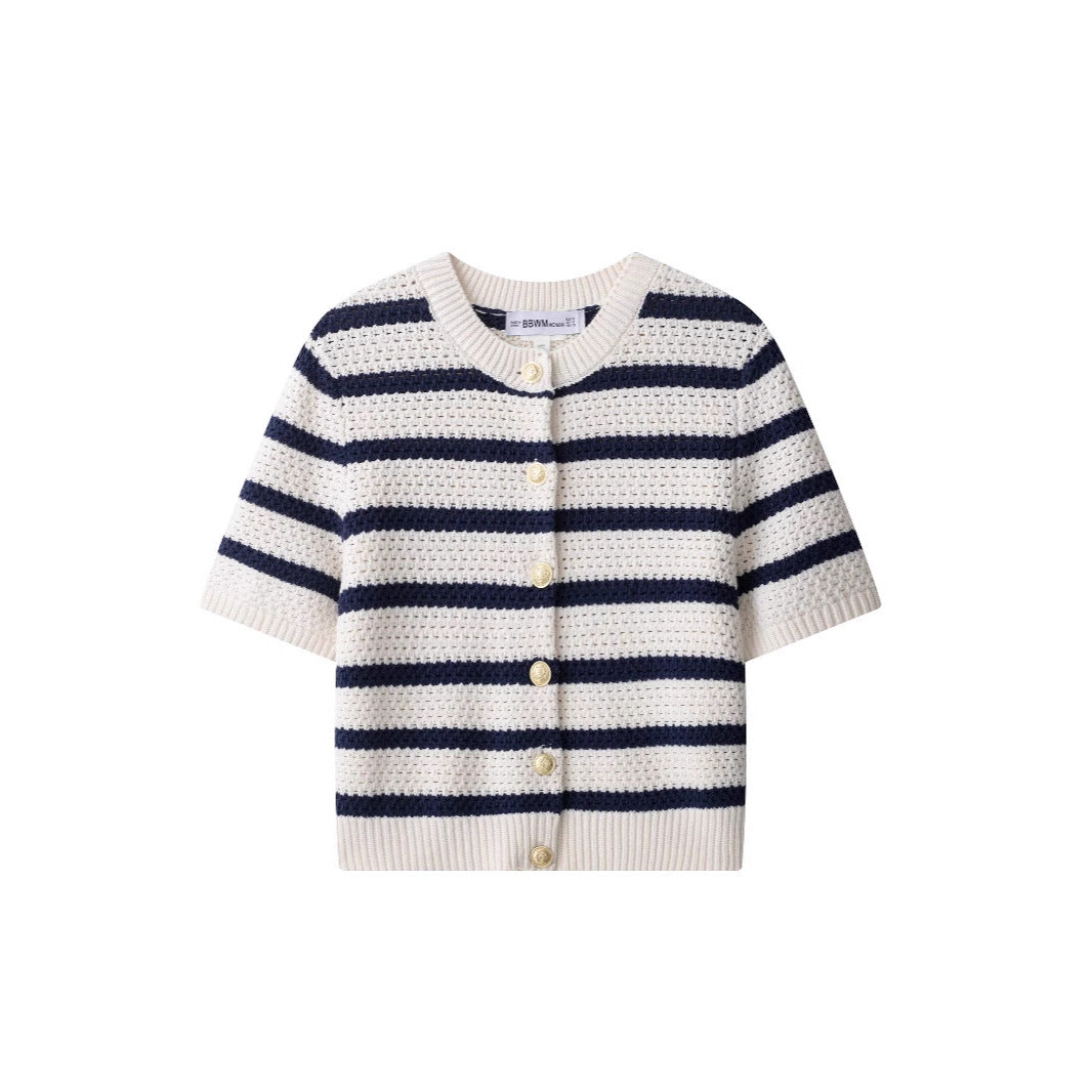 Stylish Versatile Casual Striped Knit Top