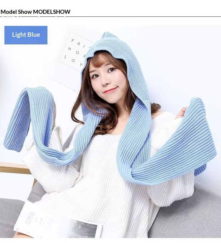 Versatile Solid-color Knitted Wool Scarf Stylish And Warm Neck Warmer